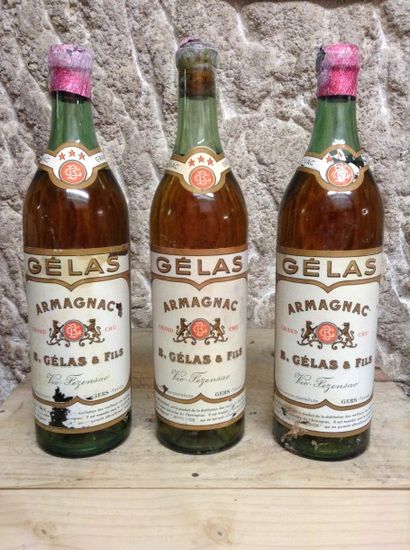 3 bouteilles : ARMAGNAC GELAS ( 1 capsule...