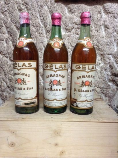 3 bouteilles : ARMAGNAC GELAS ( 1 capsule...