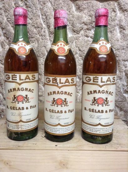 3 bouteilles : ARMAGNAC GELAS (1 étiq. très...
