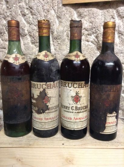 4 bouteilles : ARMAGNAC BRUCHAUT (niveau...