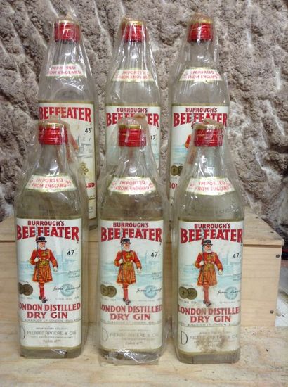 6 bouteilles : GIN BURROUGH'S BEE FEATER...