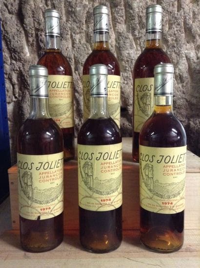 6 bouteilles : JURANCON (sec) 1974 CLOS JOLIETTE...