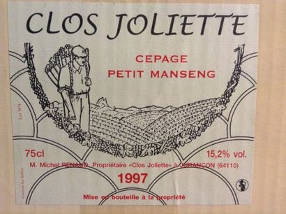 6 bouteilles : JURANCON (sec) 1997 CLOS JOLIETTE...