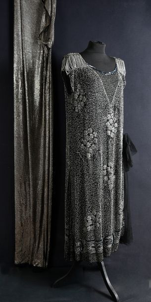 Evening gown, circa 1925, sleeveless dress...
