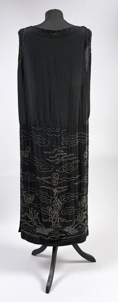 Evening gown, circa 1920-1925, sleeveless...