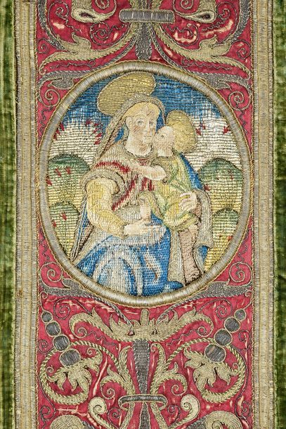 Chasuble with embroidered orphreys, Spain,...