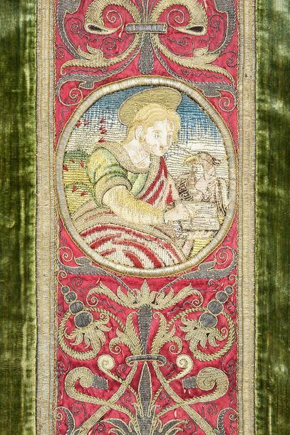 Chasuble with embroidered orphreys, Spain,...