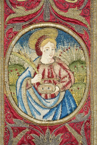 Chasuble with embroidered orphreys, Spain,...
