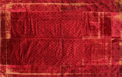 Carpet in two precious crimson velvets, Italy,...