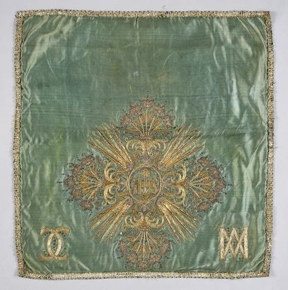 Chalice veil, Louis XIII period, green silk...