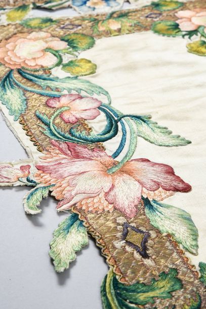 Combination of appliqué and needlepoint embroideries...