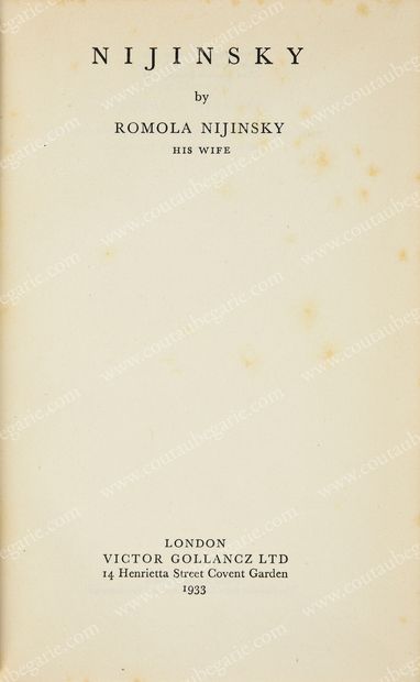 [RUSSIAN BALLET]. 
 NIJINSKY Romola. Nijinsky,...