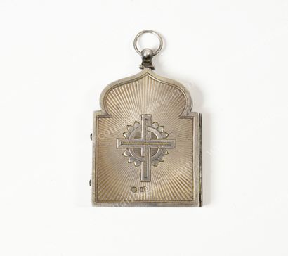 TRAVEL DIPTYCH IN GILT. 
 In the shape of...