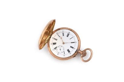 MONTRE DE POCHE SAVONNETTE EN OR ROSE. PRÉSENT...