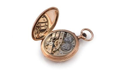 MONTRE DE POCHE SAVONNETTE EN OR ROSE. PRÉSENT...