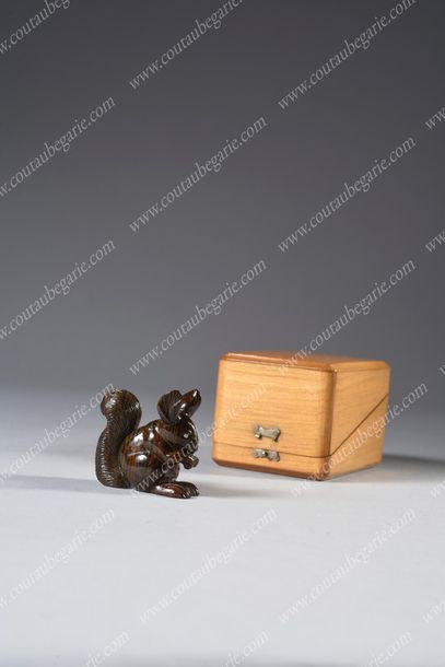 ÉCUREUIL MINIATURE RONGEANT
UNE NOISETTE...