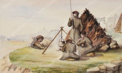Ecole russe du XIXe siecle.

Cosaques au...