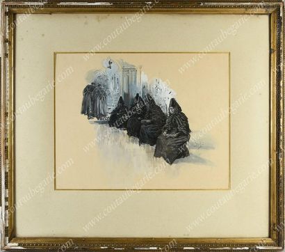 LANOS Henri (1859-1929).

Nonnes en prières...