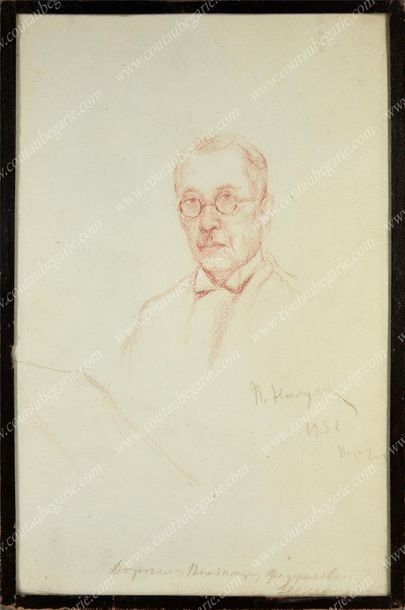 ÉCOLE RUSSE DU XXe SIÈCLE.

Portrait d'homme.
Sanguine...