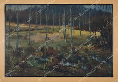 Ecole russe du XXè siècle.

Vue d'une forêt...