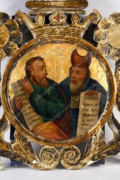 ICÔNE DES PROPHÈTES MOÏSE ET AARON.
Tempera...