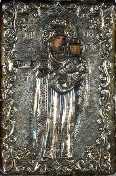 ICÔNE DE LA SAINTE VIERGE ET DE L'ENFANT...