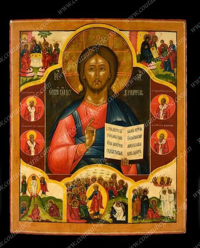 ICÔNE DU CHRIST PANTOCRATOR.
Entouré de cinq...