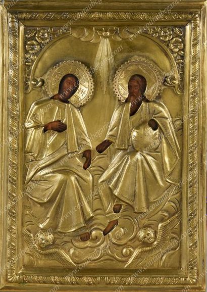 ICÔNE DES SAINTS ÉLUS.
Tempera sur bois,...