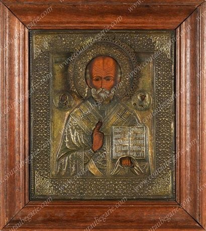 ICÔNE DE SAINT-NICOLAS.
Tempera sur bois,...