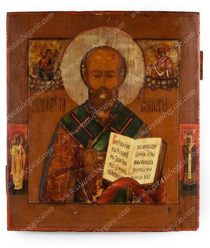 ICÔNE DE SAINT NICOLAS.
Encadrée du Christ...