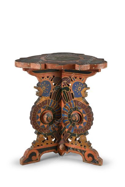 TABOURET EN BOIS PEINT.
Reposant sur une...