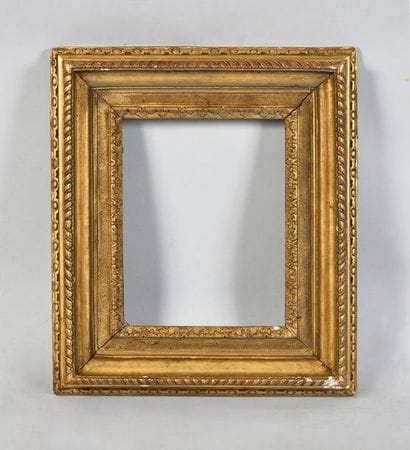 Sculpted and gilded oak frame with sanded...