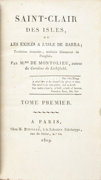 MONTOLIEU Mme de.
Saint Clair des Isles ou...