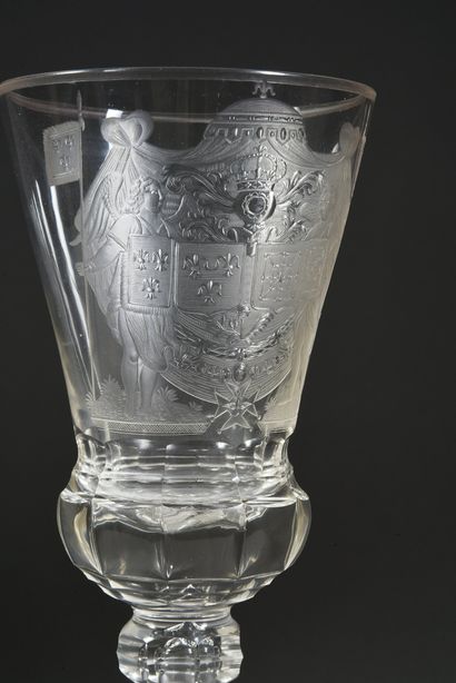 
LARGE CRYSTAL COMMEMORATIVE GLASS, WITH...