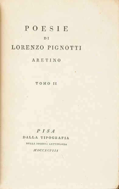 PIGNOTTI Lorenzo
Poetry, printed in Pisa,...