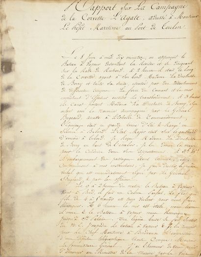 VOYAGE DE LA DUCHESSE DE BERRY.
Handwritten...