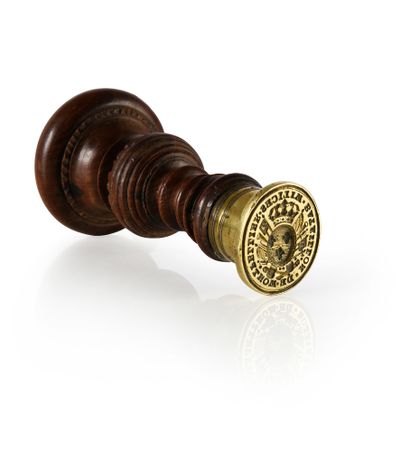Wax seal.
Engraved in the center of the arms...