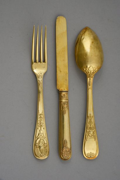 
VERMEIL DESSERT SERVICE OF NAPOLEON'S MOTHER,...