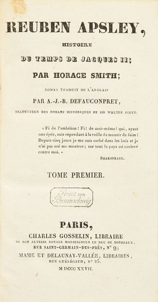 SMITH Horace.
Reuben Apsley, histoire du...