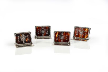 SET OF FOUR MENU HOLDERS. Rectangular shape,...