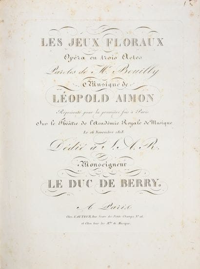 AIMON Léopold.
Les Jeux floraux, opera in...