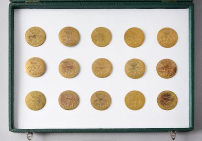 ROYAL HOUSE.
Set of 15 gilt metal livery...