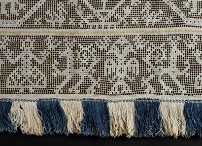 Panel, pulled thread rebrodé, Margaret Simeon...