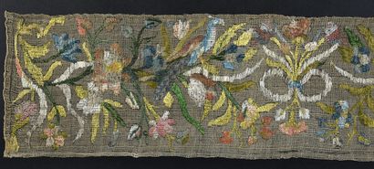 Rare panel in polychrome Buratto with birds,...