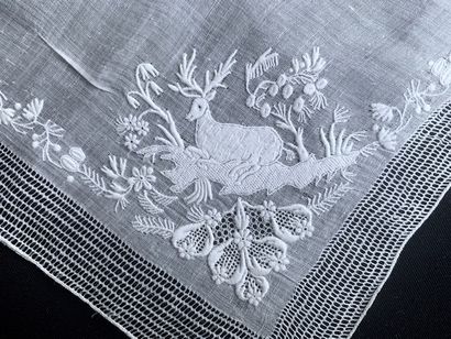 Two large embroidered handkerchiefs, 1st...