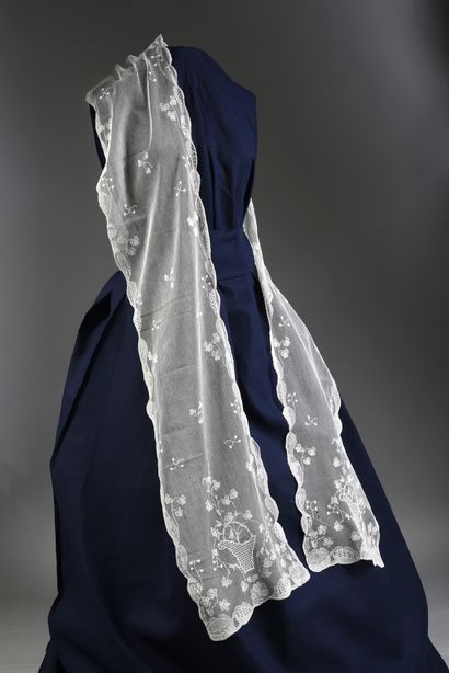 Two embroidered tulle stoles, Limerick, circa...