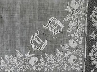 Six embroidered handkerchiefs, 2nd half of...