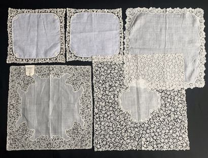 Two bobbin lace handkerchiefs, Belgium, early...