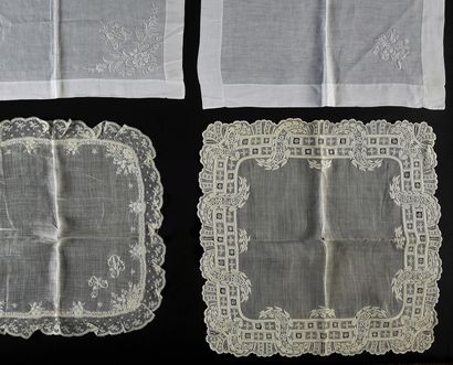 Six embroidered handkerchiefs, 2nd half of...