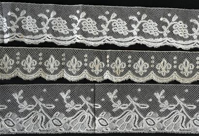 Seventeen Valenciennes lace borders, bobbins,...